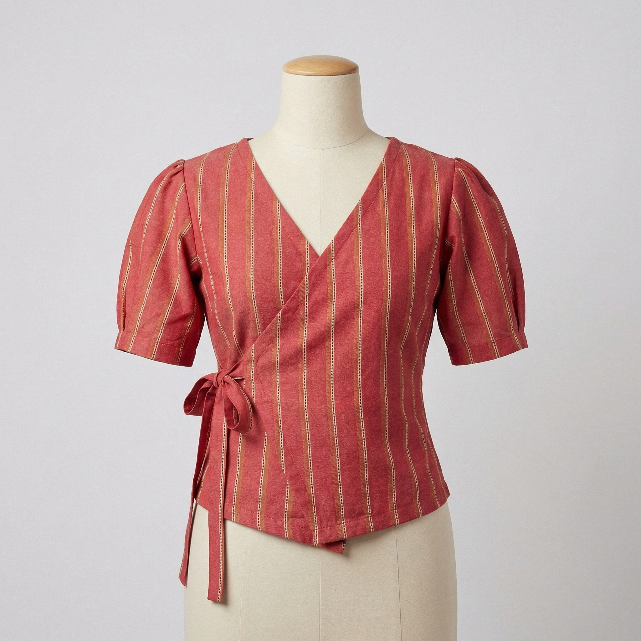 Crop top #95- handloom  organic wrap on cotton top in rust orange