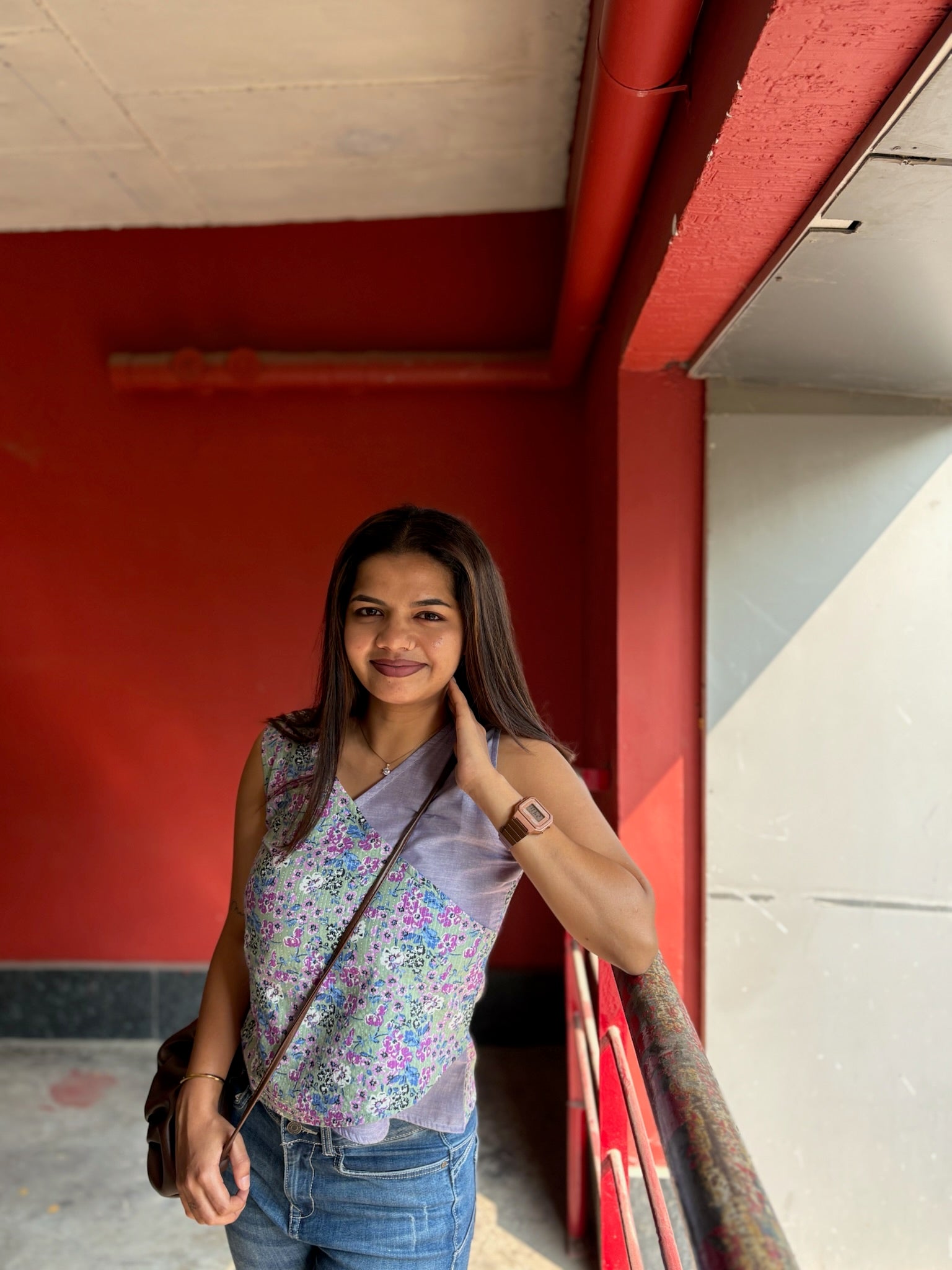 Crop top #6 - Floral printed organic top in lavender