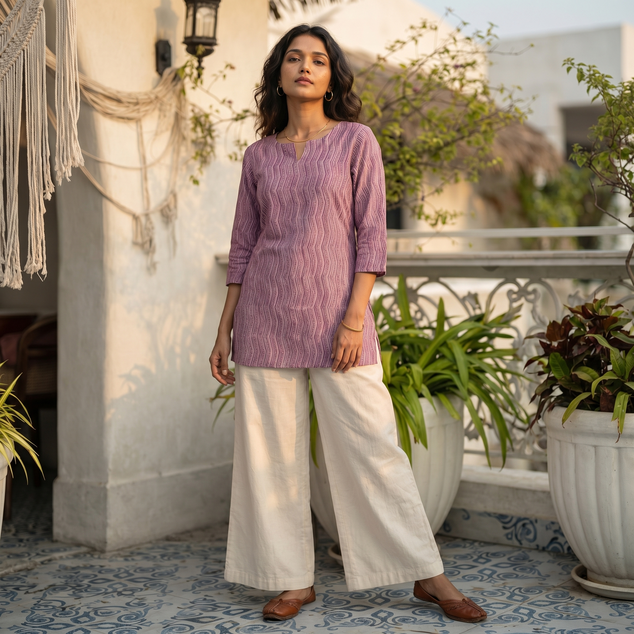 Short Kurti 32- Organic cotton short kurti in purple