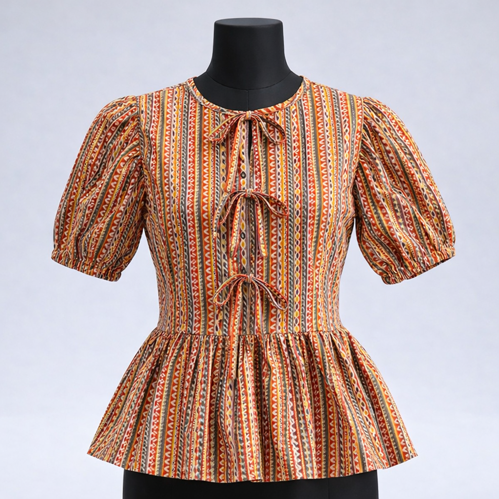 Crop top #54- handloom  organic cotton top in shades of orange