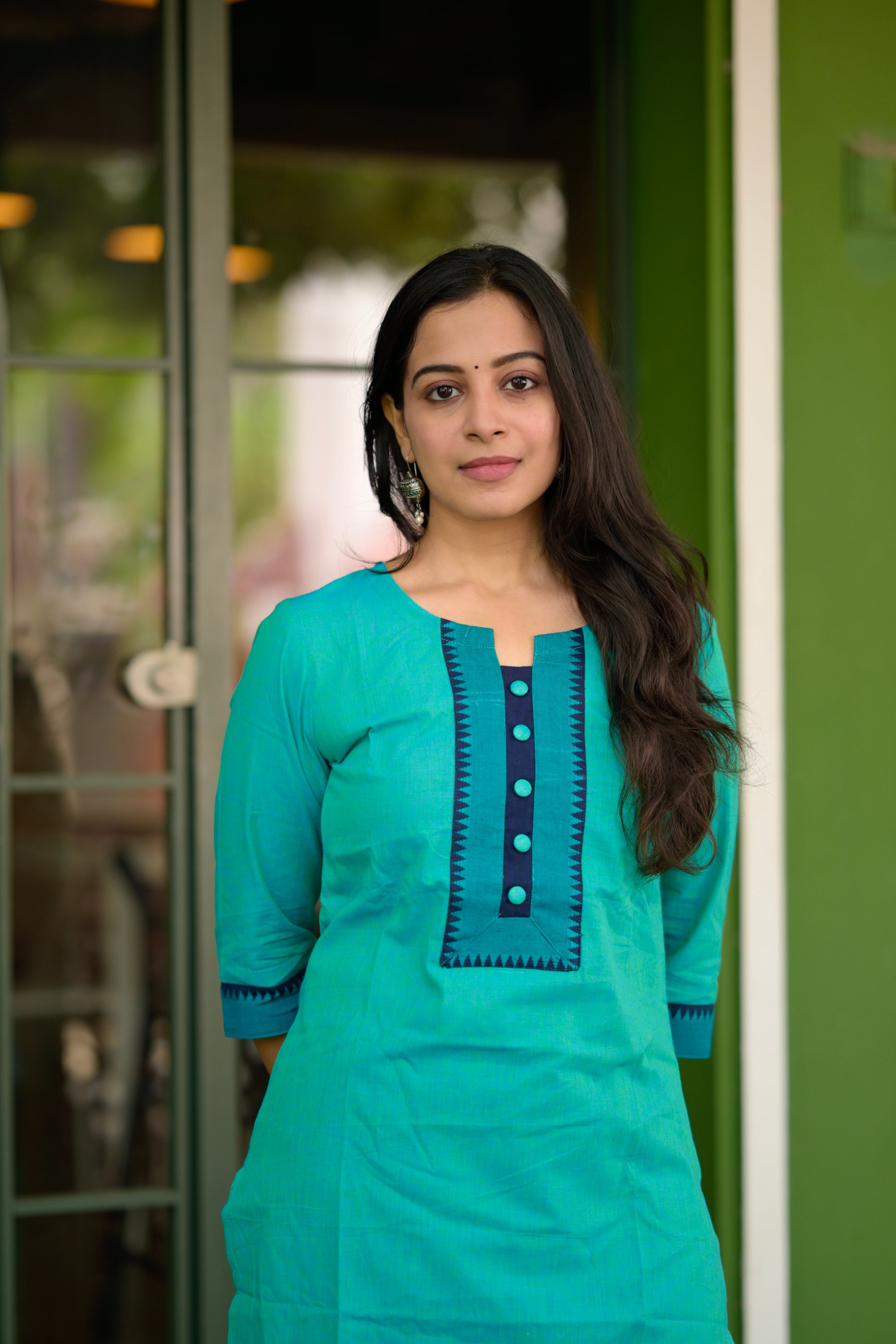 Nayanthara #2 -handloom cotton top in sea blue