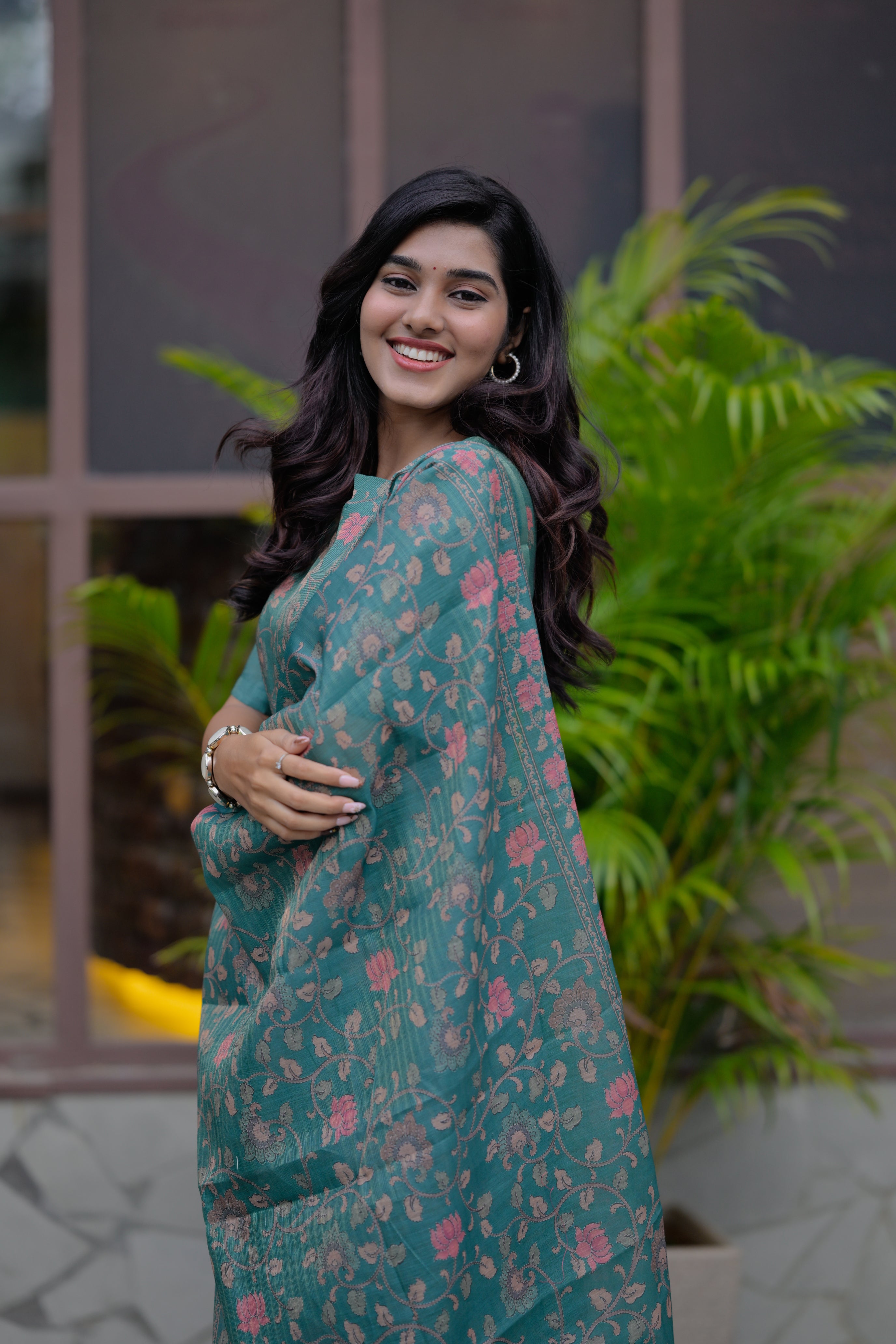 Pravethika (sea green) pure tussar tissue silk kurta with dupatta in sea green