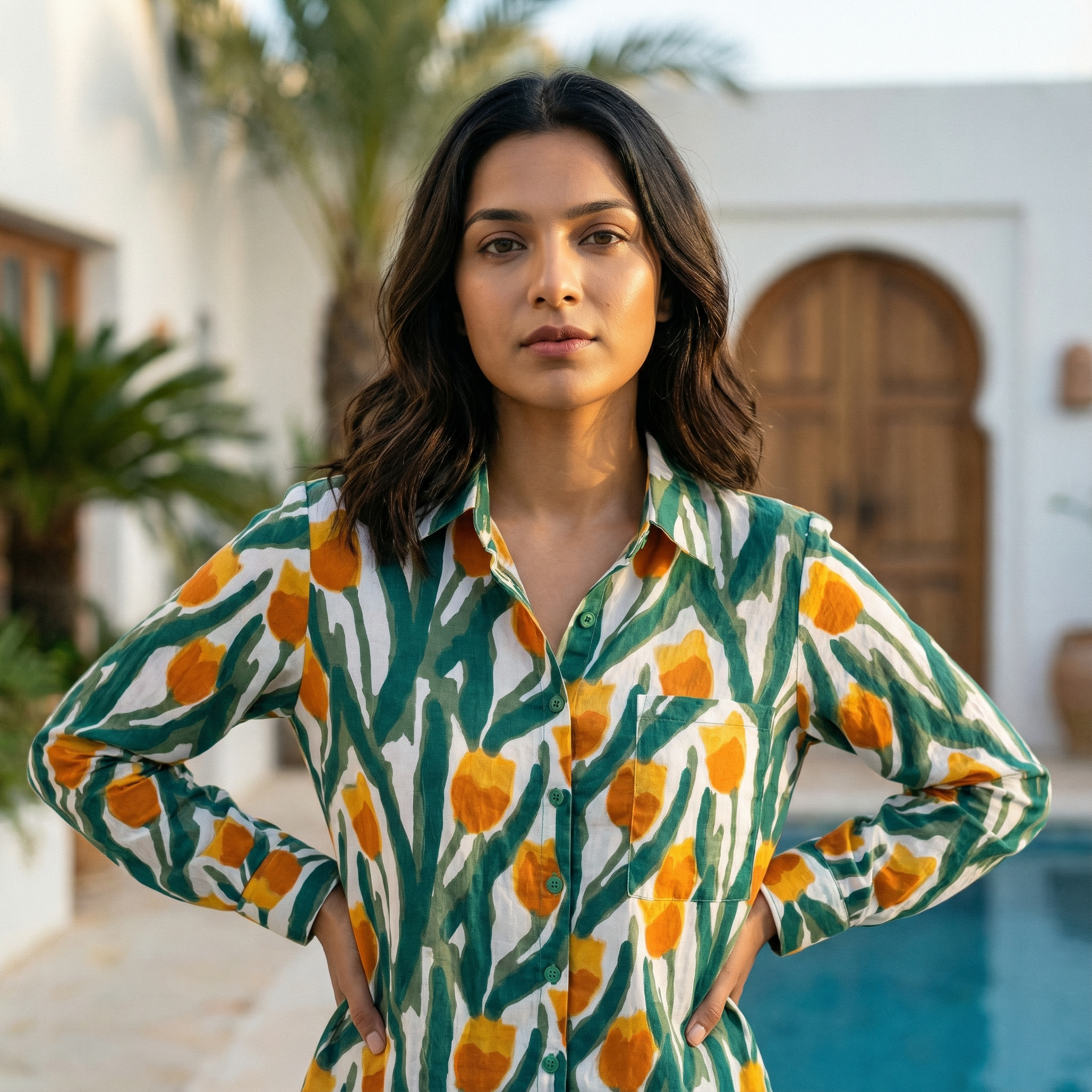 Women's shirt 8 -multi colour floral printed organic cotton shirt