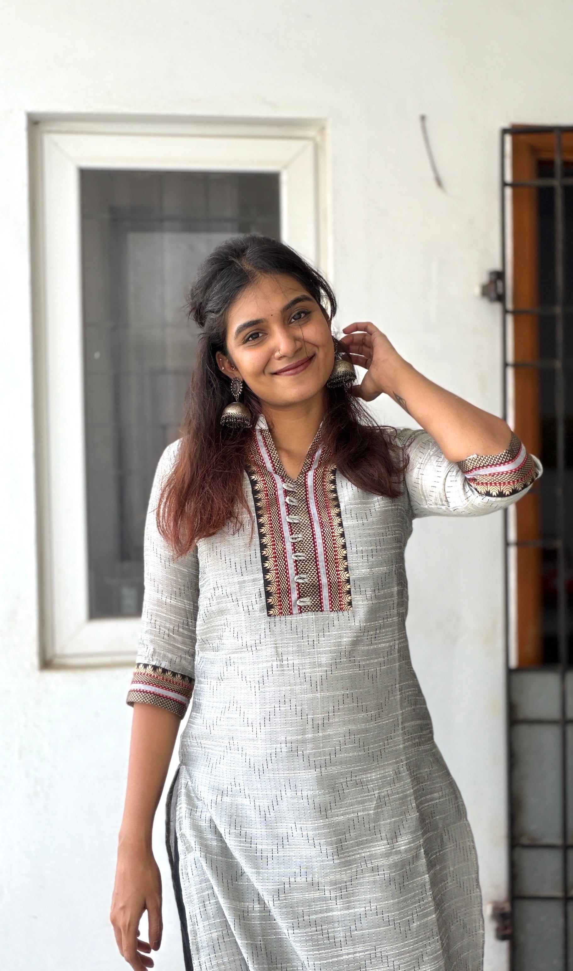 Nayanthara #20-handloom cotton kurti in grey