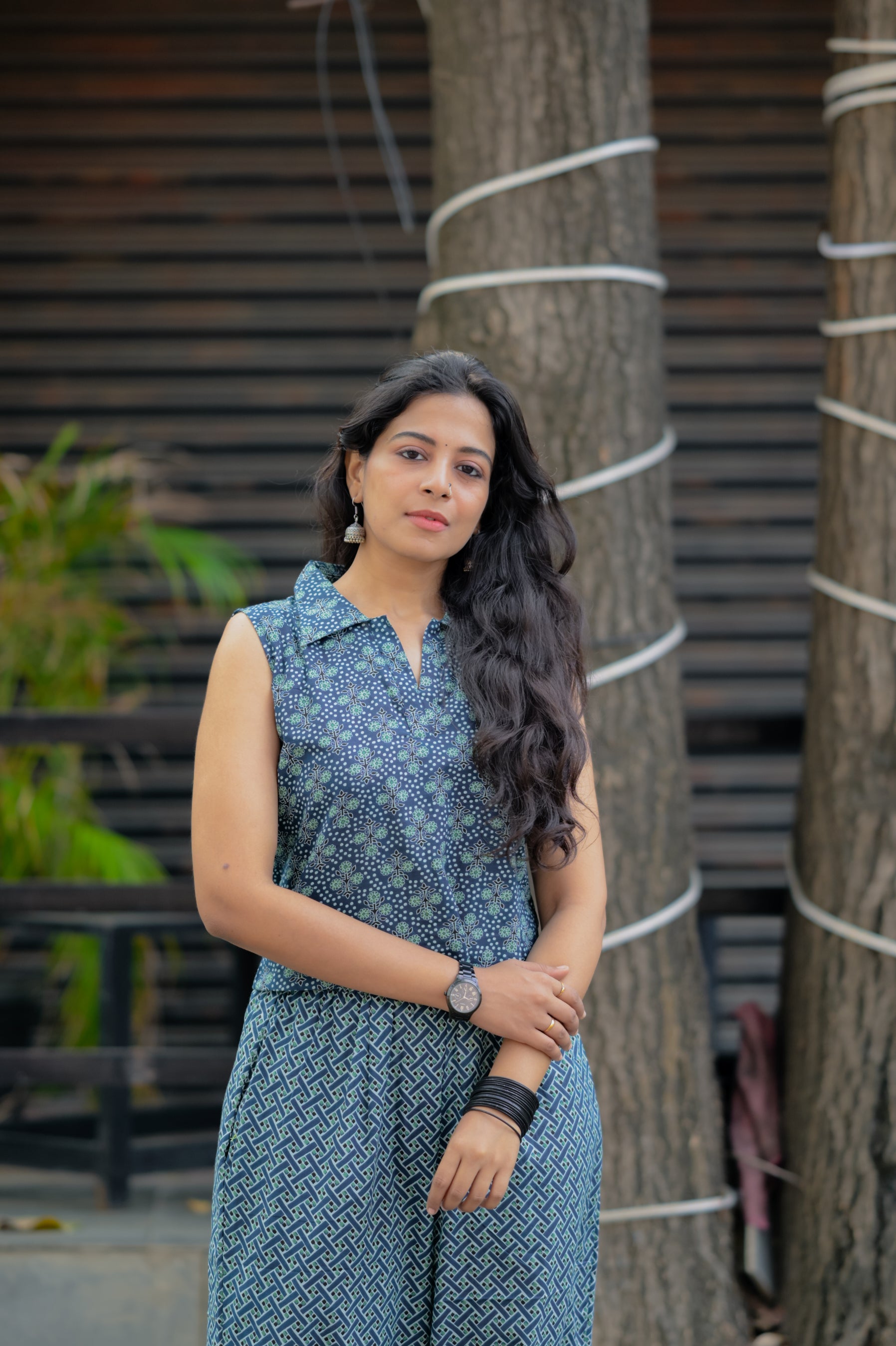 Khateeja - ajrakh handblock printed coord set in indigo