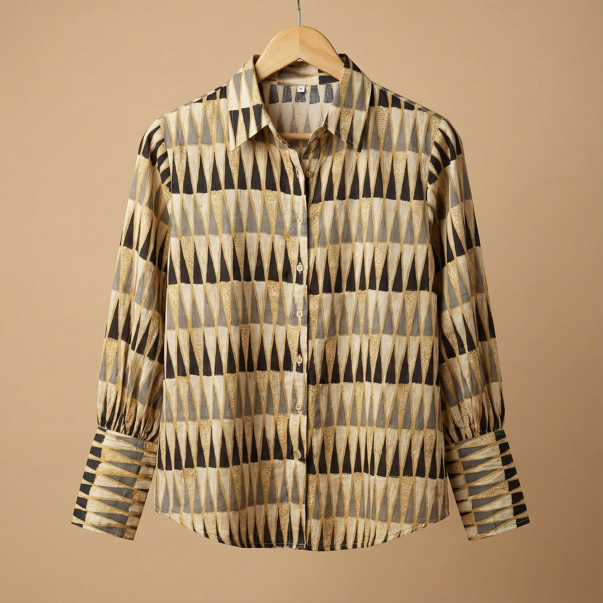 Women's shirt 10 -abstract printed organic cotton shirt in white colour