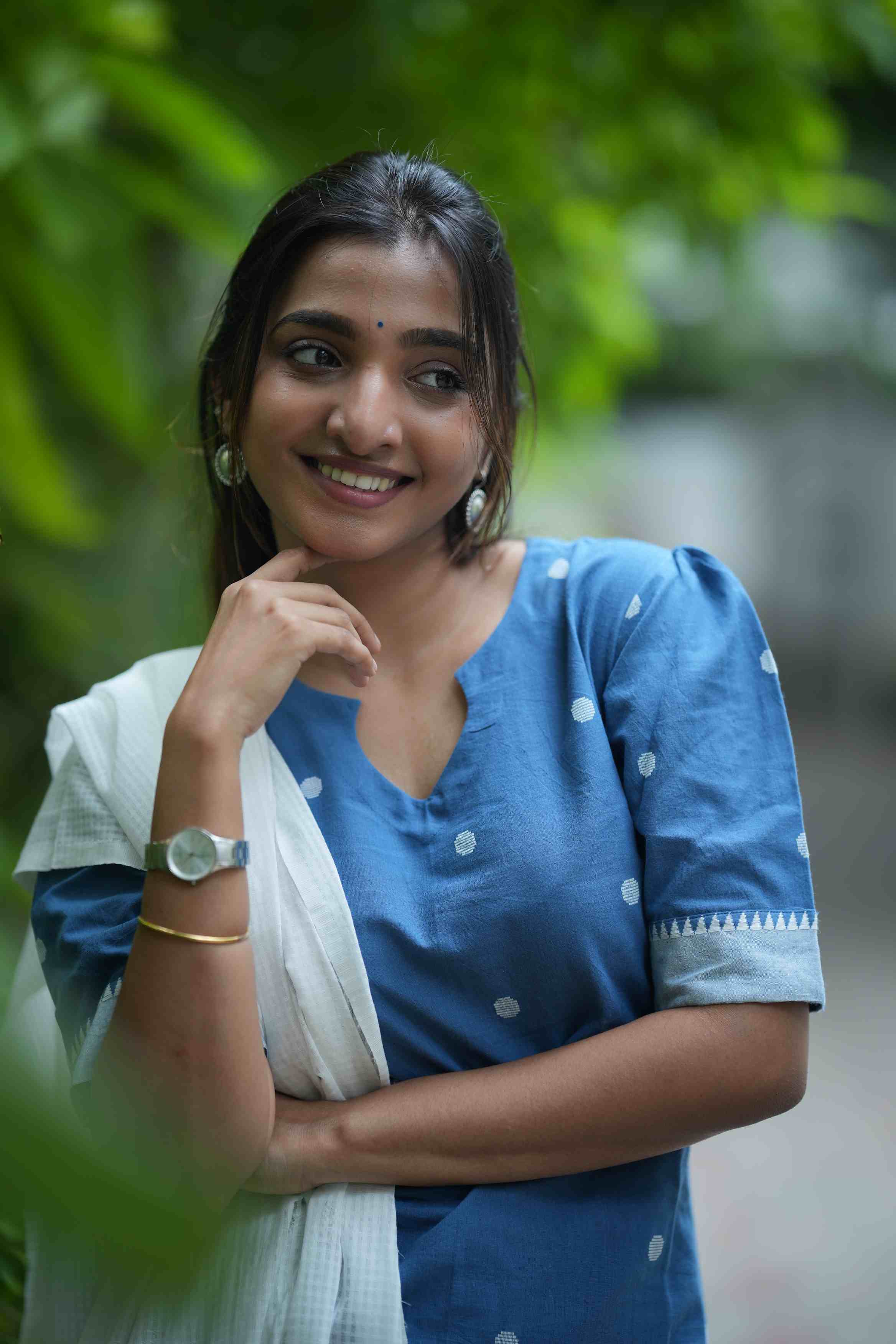 Rathika (blue )- handloom cotton suit set in blue