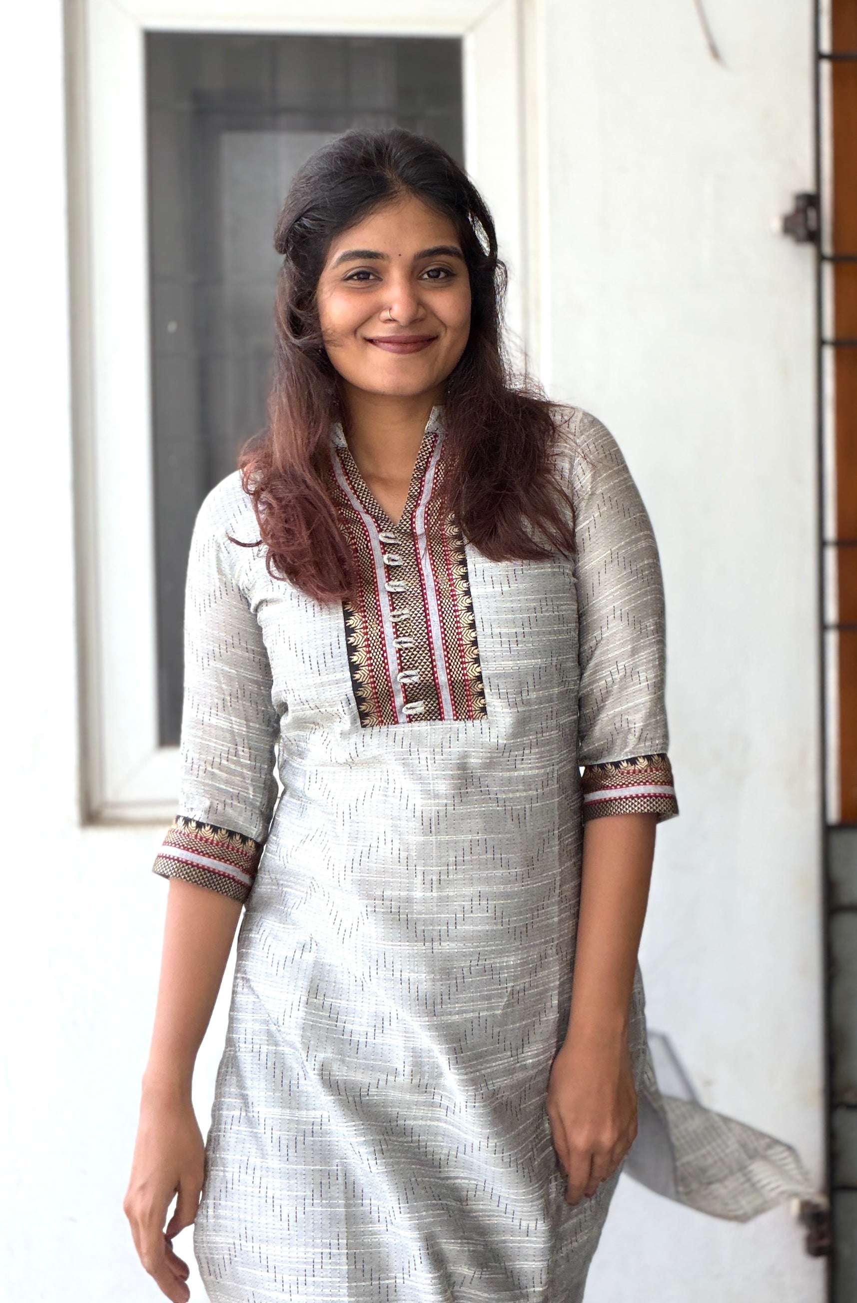 Nayanthara #20-handloom cotton kurti in grey