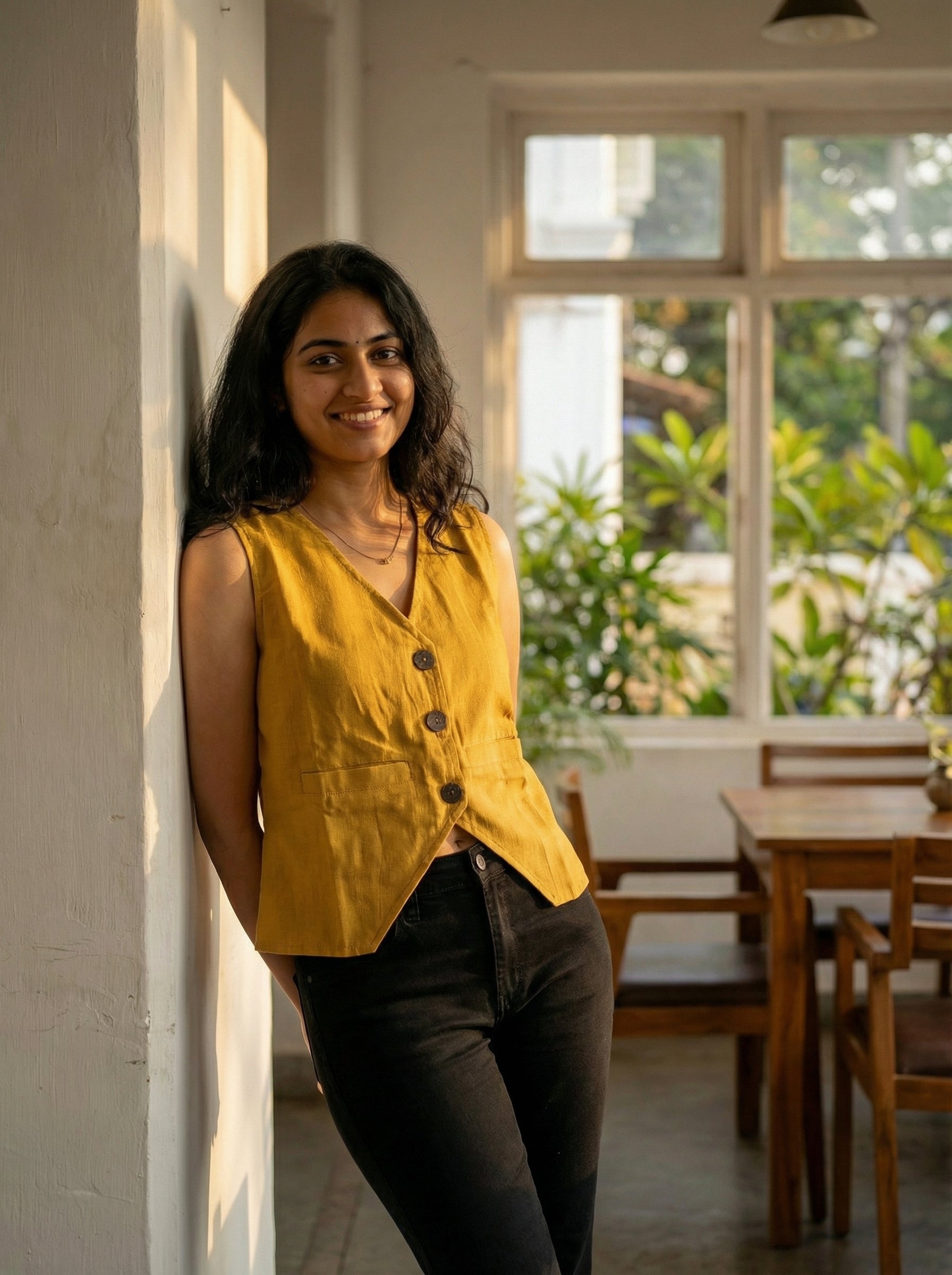 Crop top #33- handloom  organic cotton top in yellow