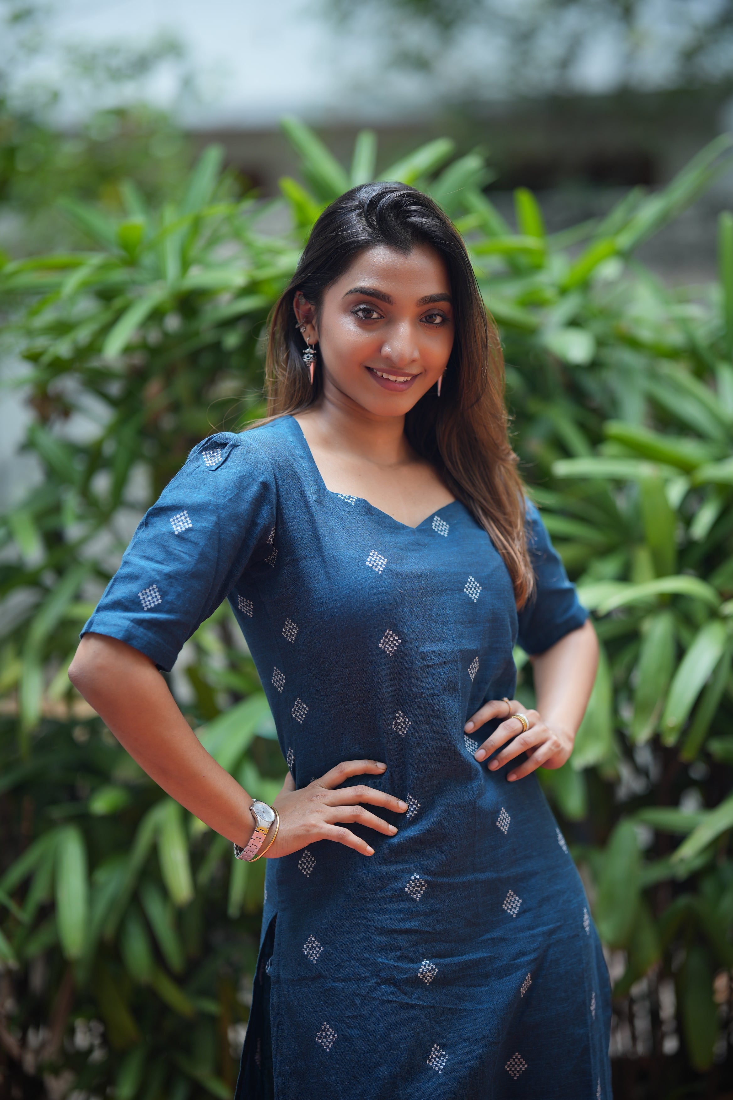 Deepanjali (blue)- handloom cotton kurta set in blue