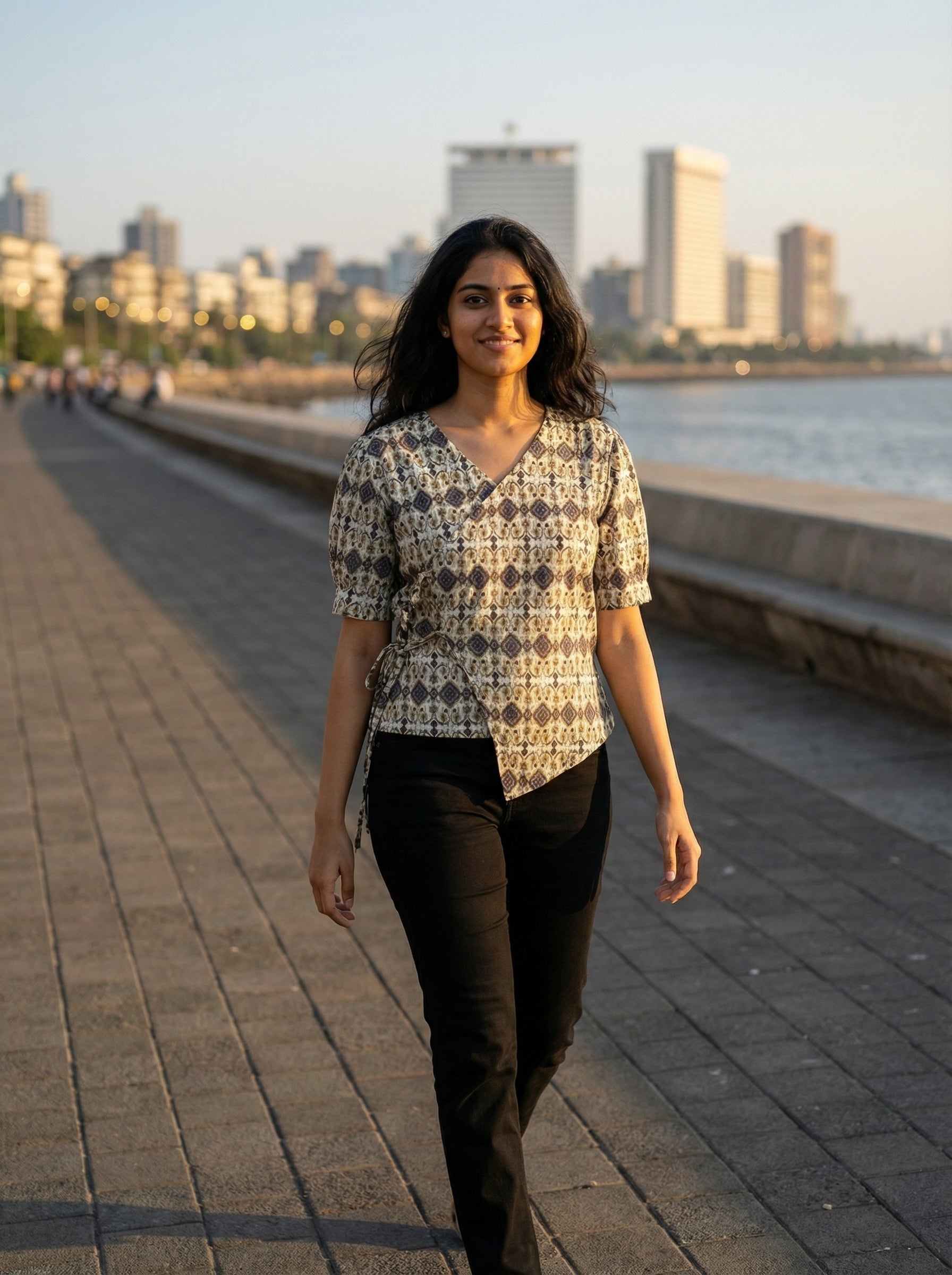 Crop top #32- handloom  organic cotton top in black & grey