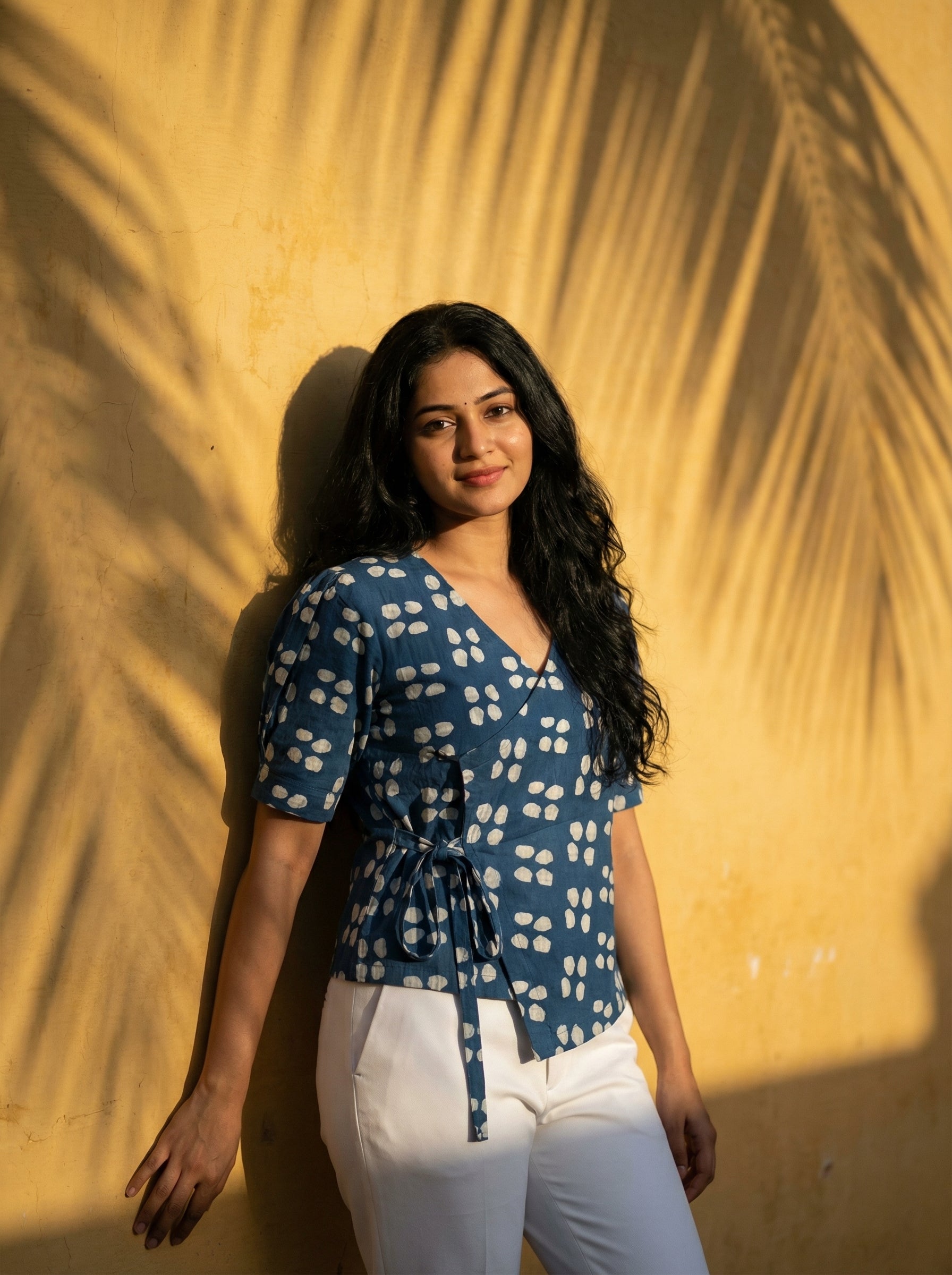 Crop top #27- handloom  organic cotton top in Navy blue