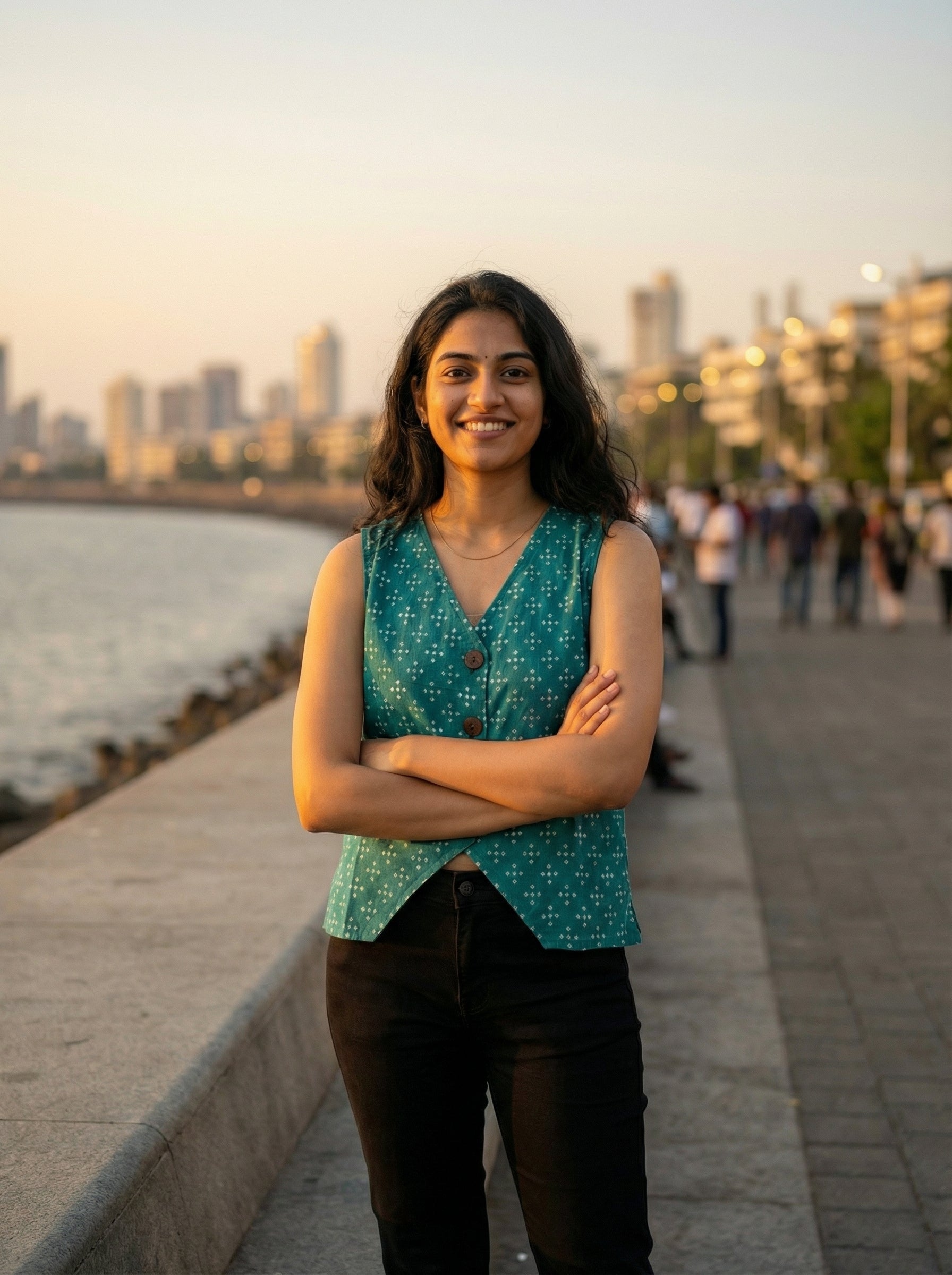 Crop top #36- handloom  organic cotton top in teal green