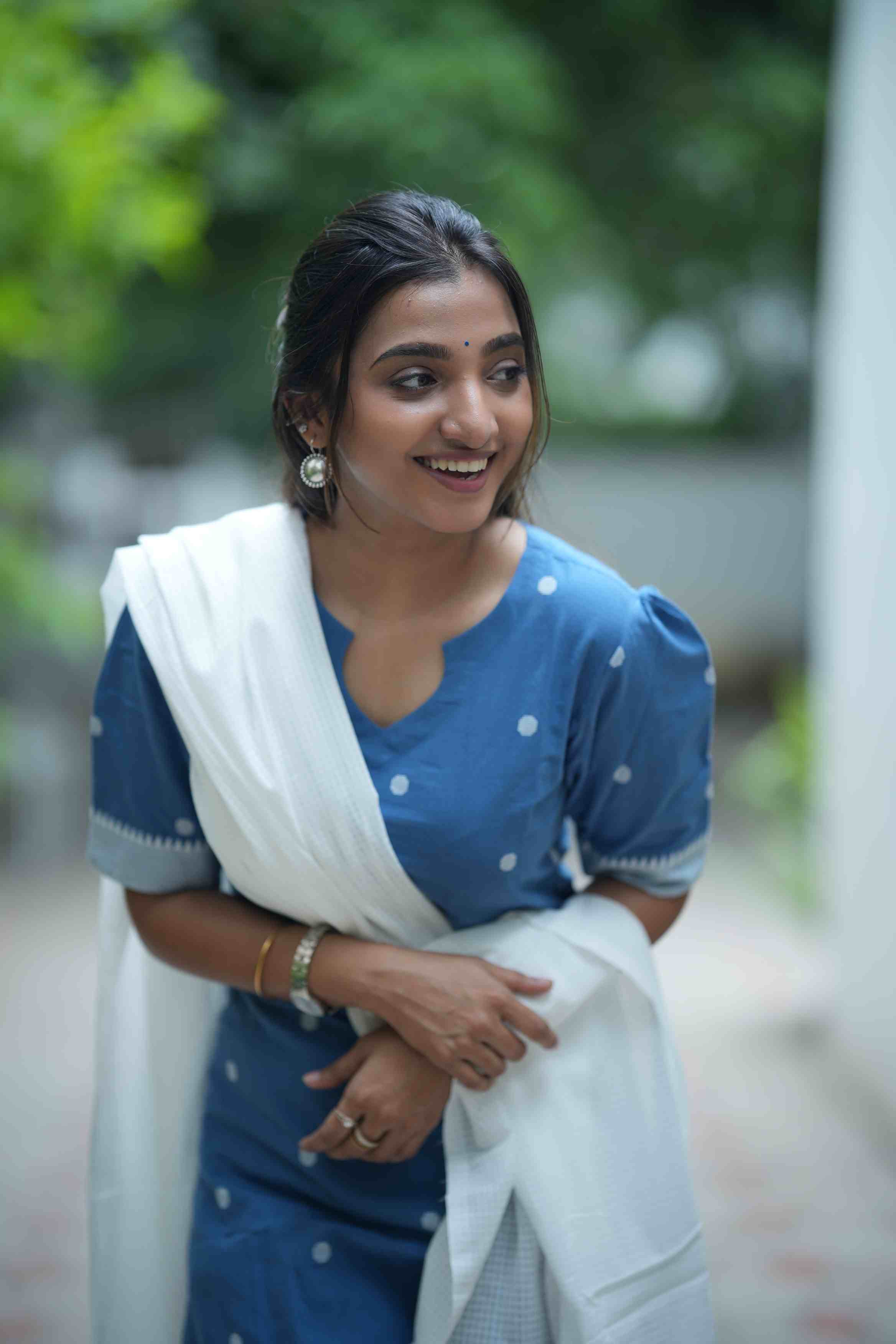 Rathika (blue )- handloom cotton suit set in blue
