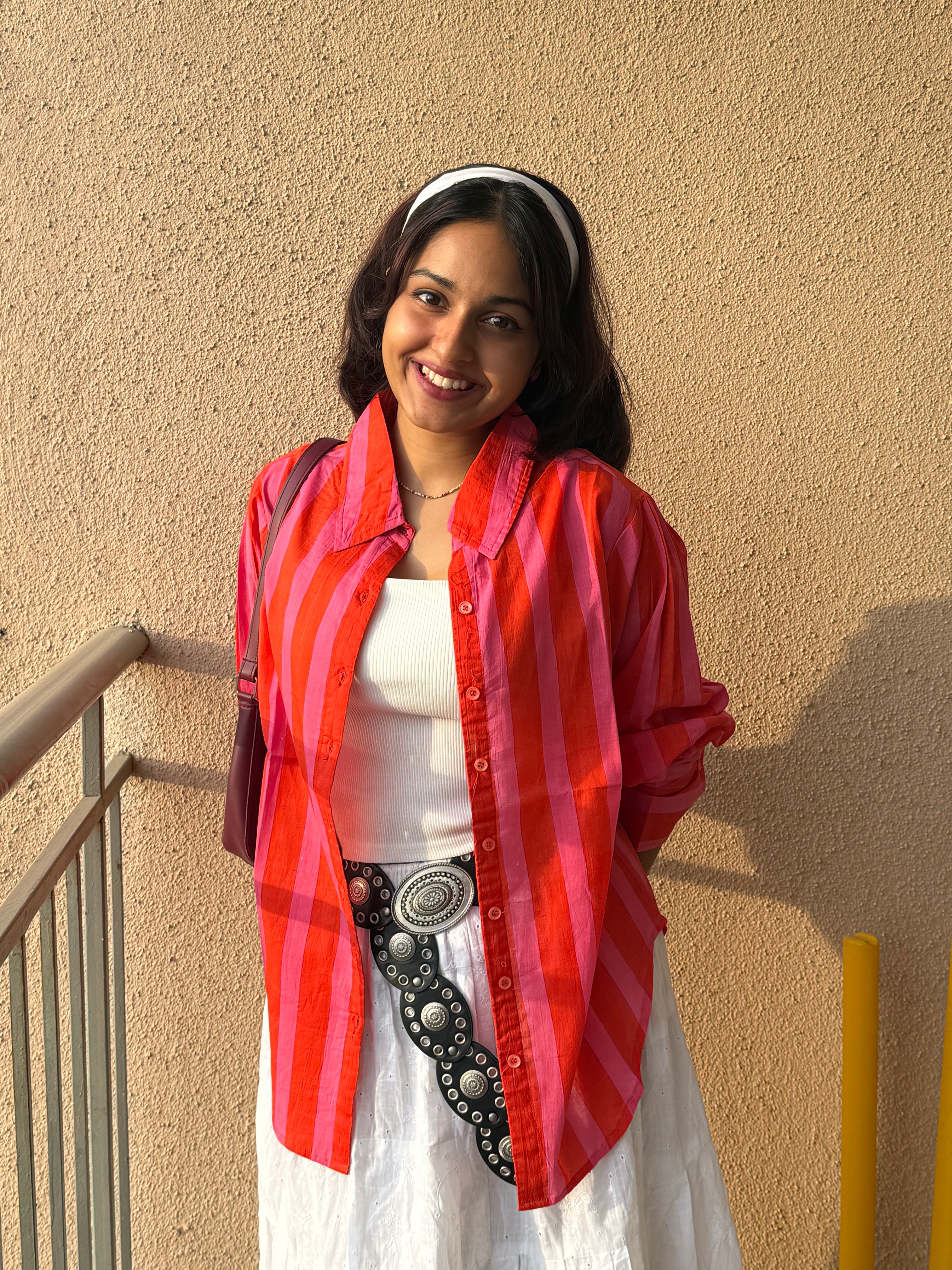 Women's shirt 3 - promenade striped cotton shirt in pink and red