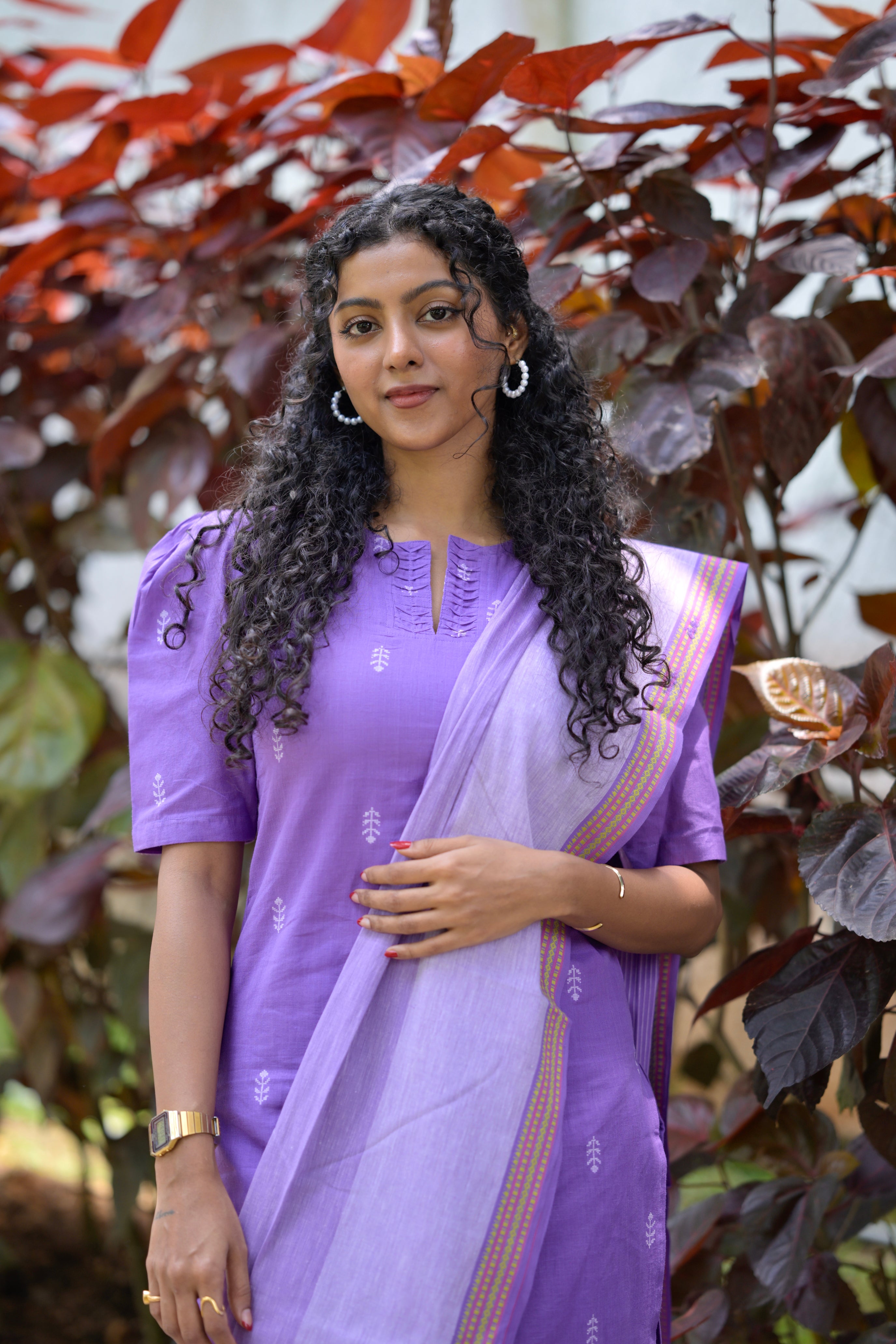 Padmashree ( lavender) - handloom cotton suit set in lavender