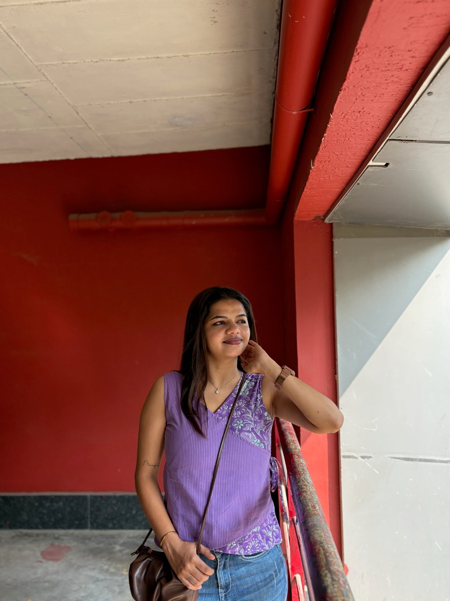 Crop top #3 - floral printed organic top in purple