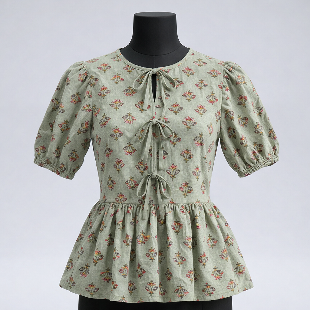 Crop top #50- handloom  organic cotton top in mint green