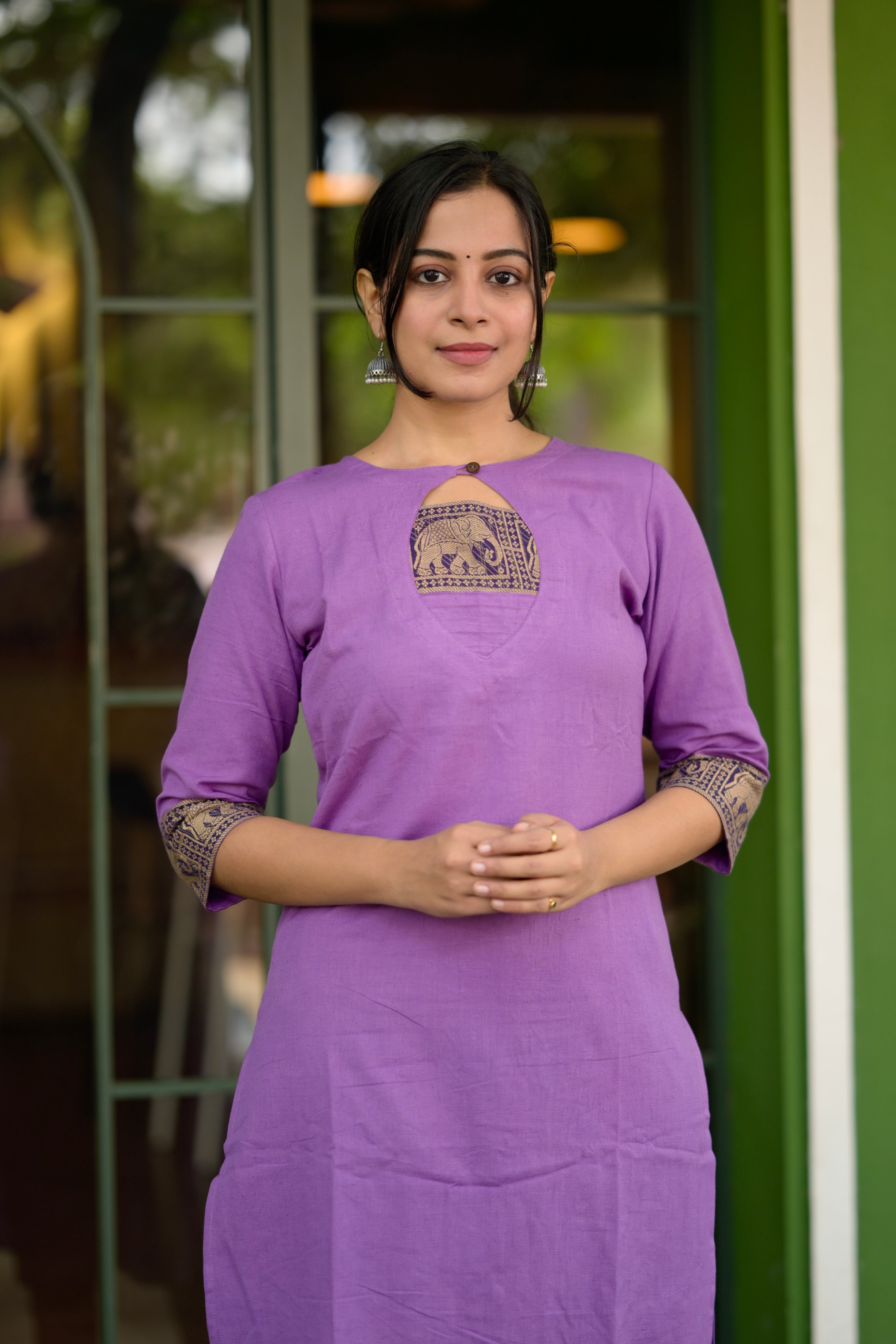 Nayanthara #4 -handloom cotton kurti in lavender & black