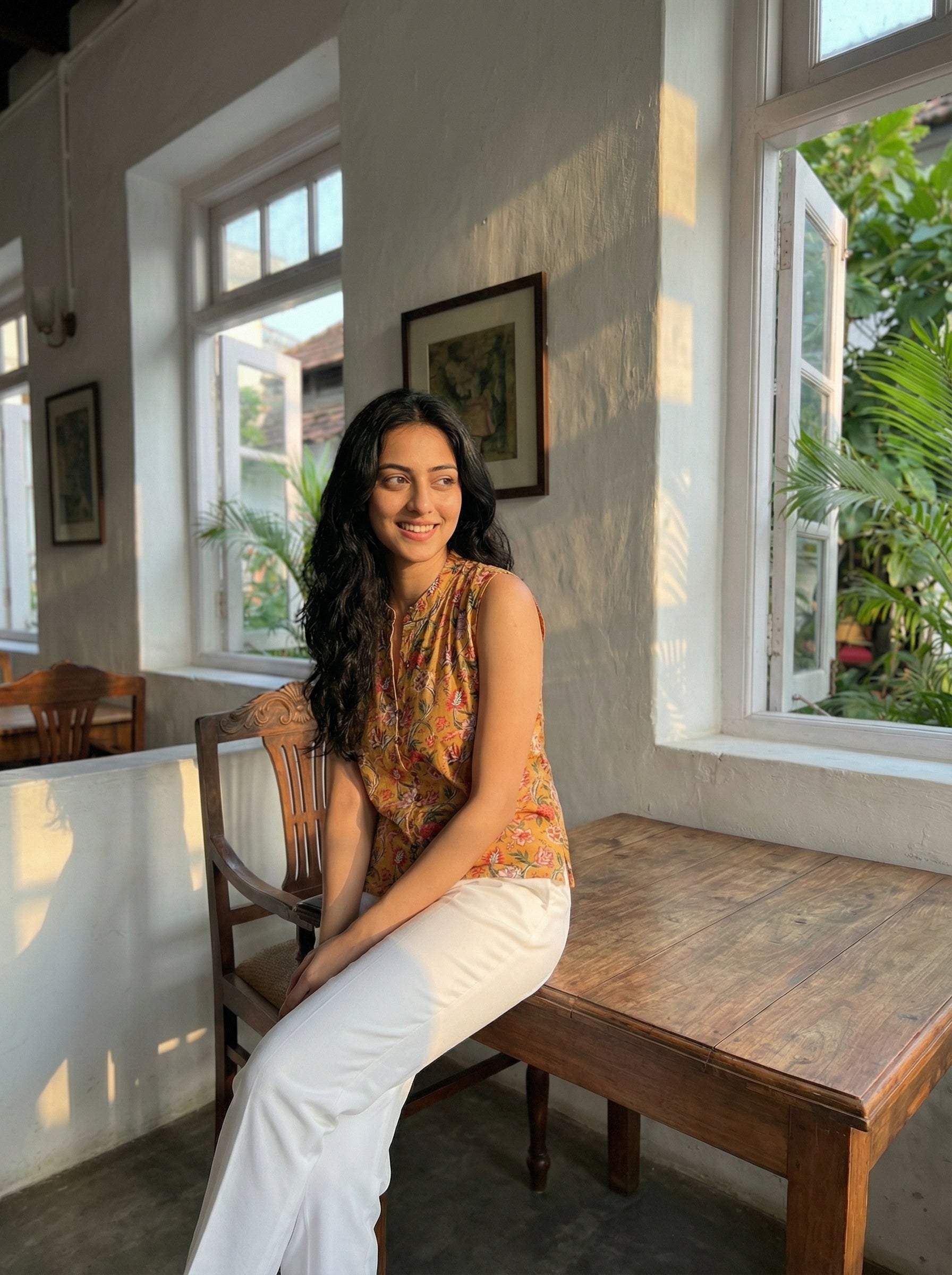 Crop top #24- handloom  organic cotton top in mustard yellow