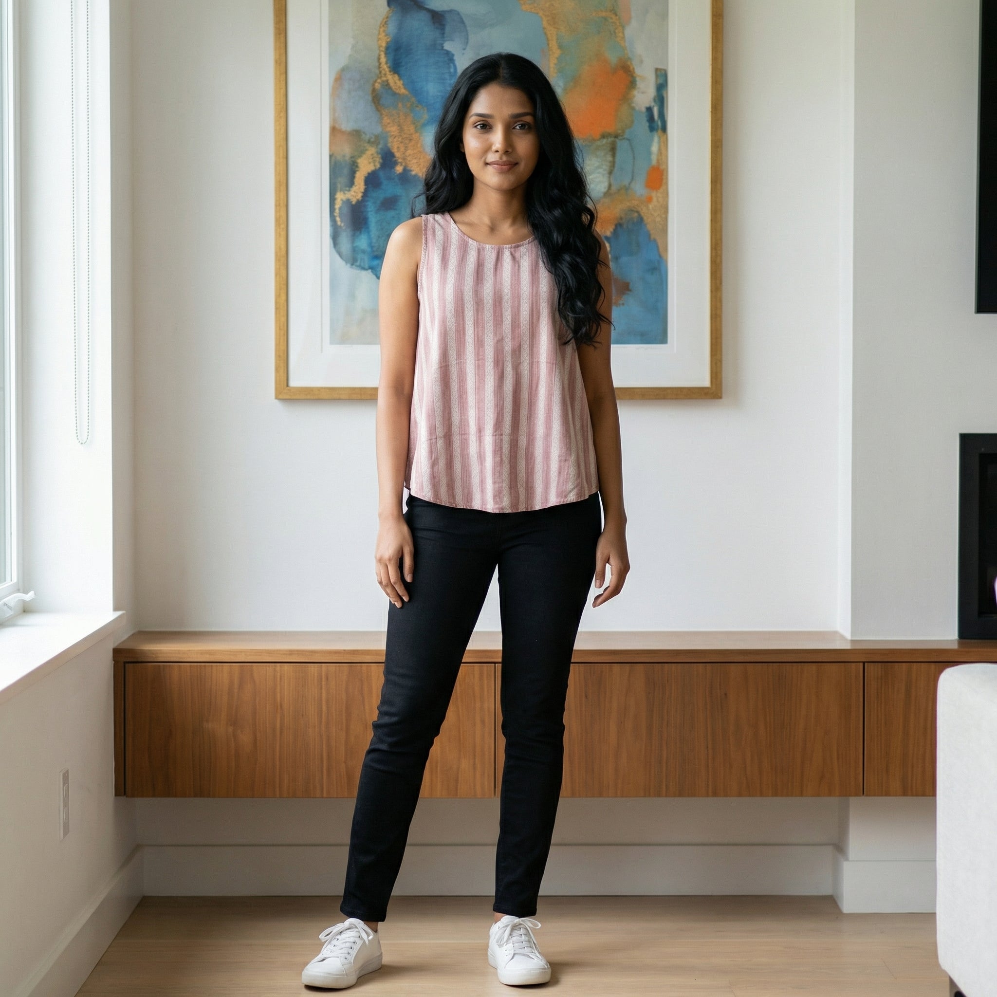 Crop top #64- handloom  organic A line cotton top in vintage pink