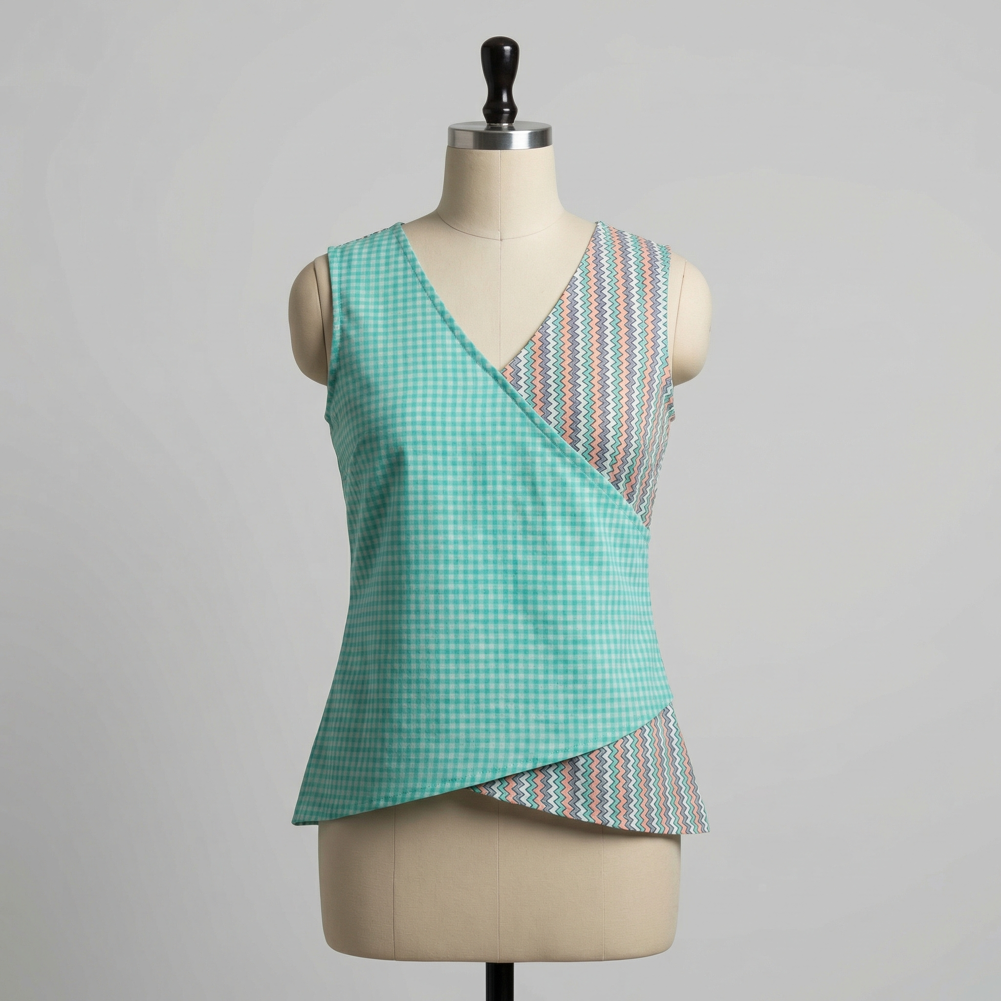 Crop top #70- handloom  organic cotton top in shades of blue