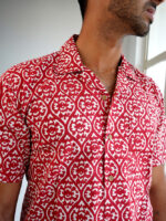 Gowtham -  hand block  dabu printed half hand cotton shirt in red