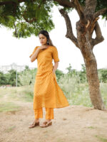 Vinaya - brocade banarasi silk kurta set in golden yellow