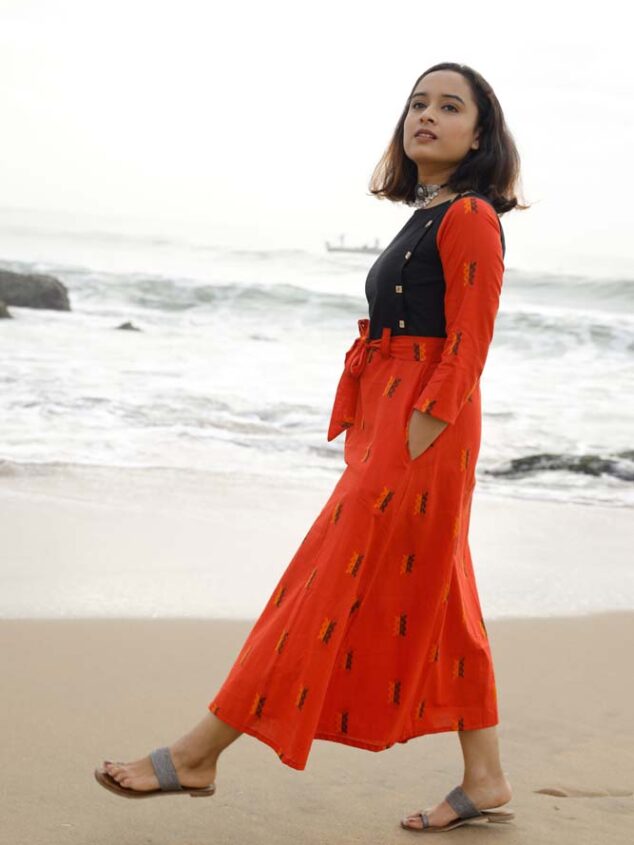 Fanta Orange Handloom Dress – Vastara by Soundarya
