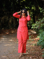 Lahana coord set - bandhani printed cotton coord set  in hot pink and orange