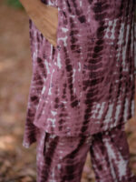Abha coord set -  shibori organic cotton printed coord set in purple