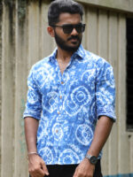 shirt -4 - Shibori and tie & dye handblock organic cotton printed  shirt in blue