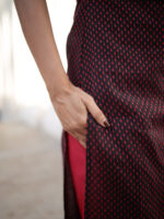 Niyashini - handloom cotton suit set with kota silk zari dupatta  in black and red
