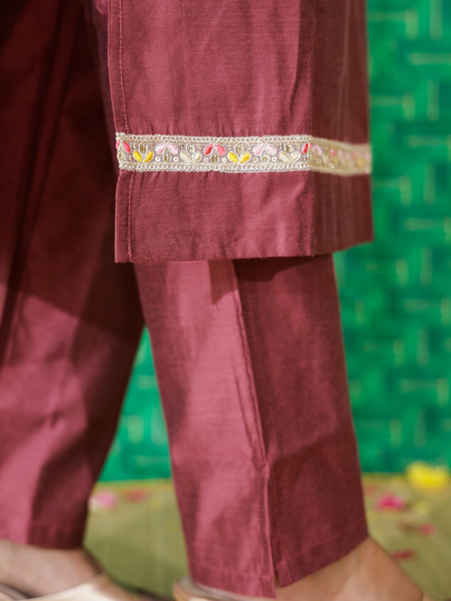 Srija - rose pink semi silk kurta set