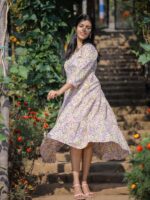 Adina - floral hand block printed cotton  dress