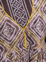 Aparna - Jaipuri cotton  bandhani printed suit set in brown and yellow