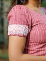 Pattern kurti 10 - Pink flex linen cotton kurta with smart floral prints