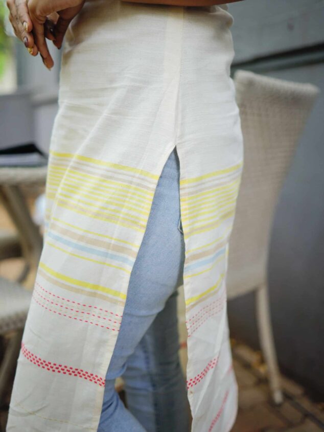 Pattern kurt 15 - Off white handloom cotton kurta