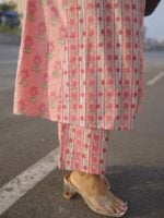 Iyla ( pink) - floral handblock printed A line kurta set with concealed zips