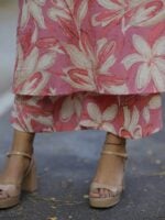 Taara - Pink - Halter neck A line floral organic cotton kurta set